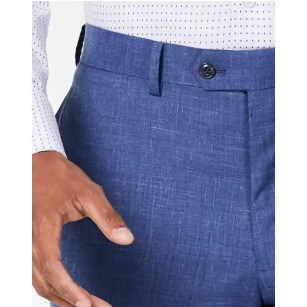 Tallia Men's Orange Slim Fit Blue Melange Suit Pants Size 37 New with Tags